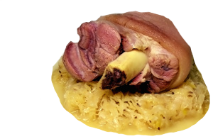 eisbein mit sauerkraut auf dem Teller 